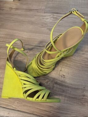 ASOS Neon Lime Strappy Wedge Sandals - Women
